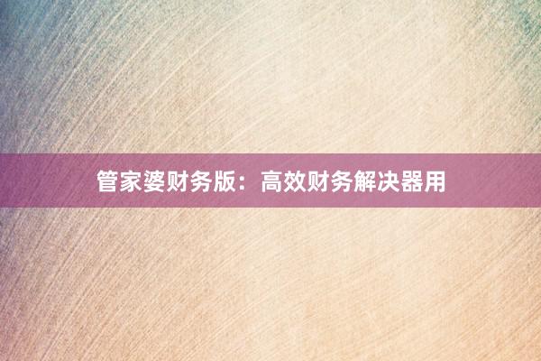 管家婆财务版：高效财务解决器用